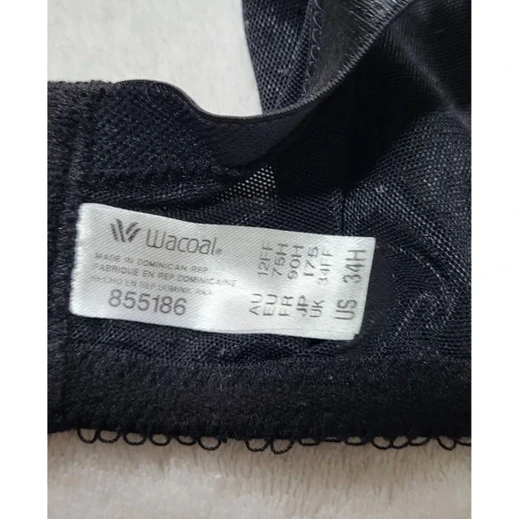 Wacoal Retro Chic Full Figure Underwire Black Lace Bra 34H - Picture 4 of 5